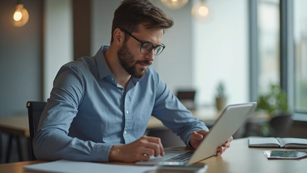 Человек анализирует график расходов на планшете с графиками и диаграммами