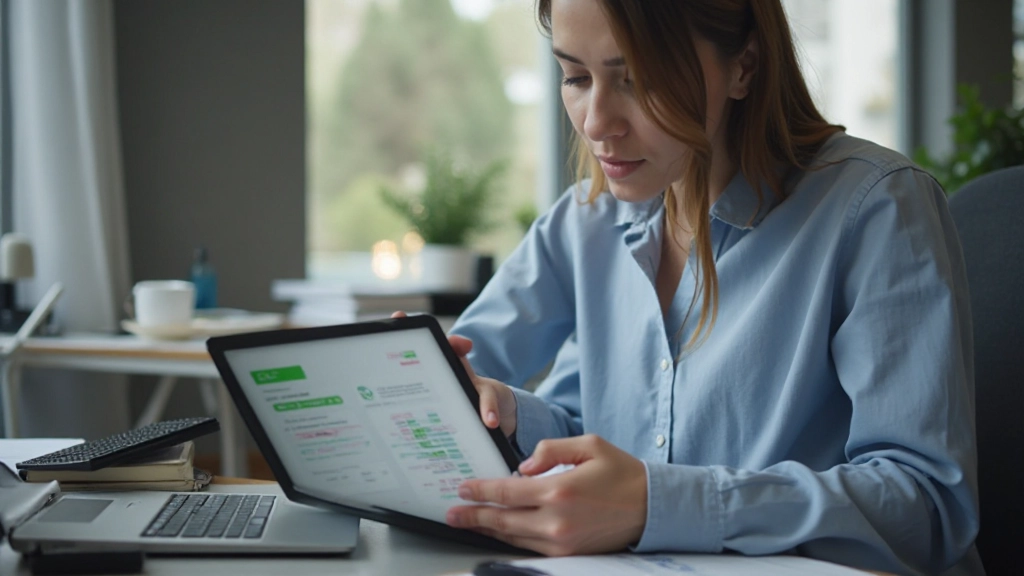 Человек анализирует график расходов на планшете с графиками и диаграммами