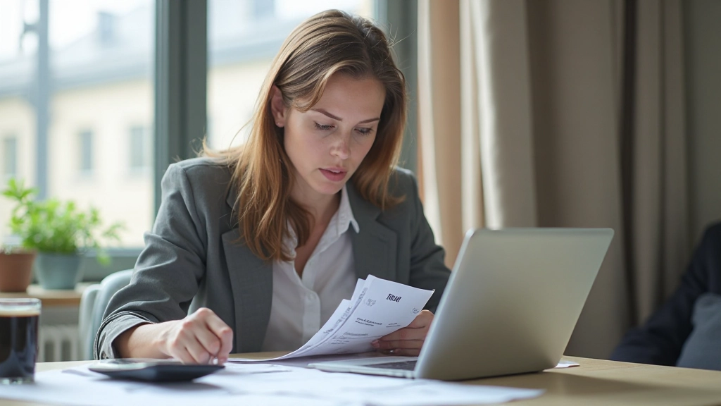 Профессиональная фотография рабочего стола с финансовыми документами и ноутбуком