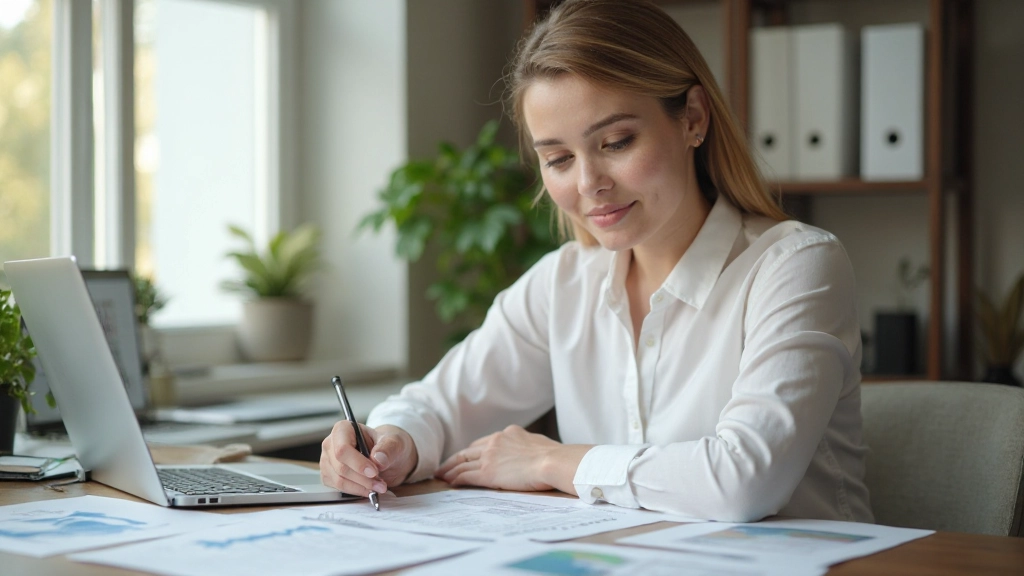 Профессиональное рабочее место с финансовыми документами, калькулятором и планировщиком